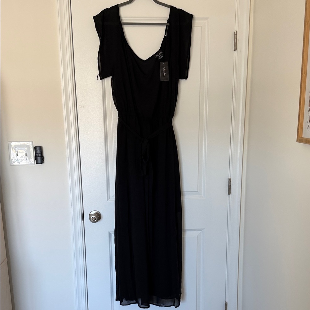 NWT City Chic Black Women's Maxi Dress with Tie Waist
